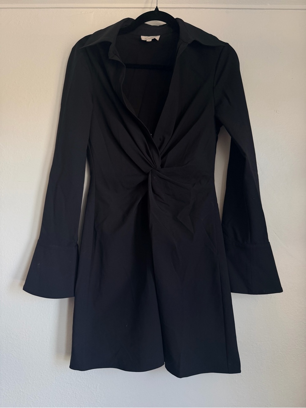 cinq a sept McKenna Front Twist Long Sleeve Mini Shirtdress